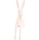 Velikonoční dekorace semišový zajíc s mašlí sedící bílý, 26x28x90 cm