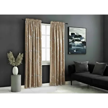 Závěs Dekorační vzorovaný závěs s řasící páskou MARBE 001 tmavě béžová/stříbrná 140x250 cm (cena za 1 kus) MyBestHome