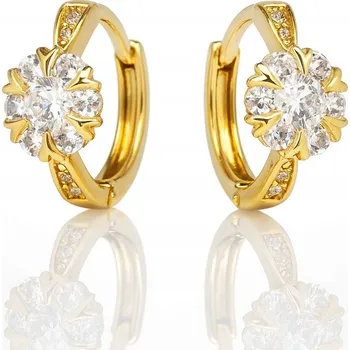 Náušnice Dámské pozlacené Náušnice z ocel s květinou ze zirkonů KST3504