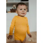 Dětské body z merino vlny, bavlny a hedvábí Cosilana s dlouhým rukávem žlutý melír Velikost: 62/68
