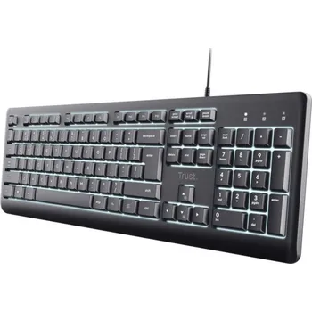 TRUST klávesnice Primo, Membránová, USB-C, Podsvícená, černá