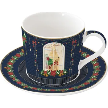 Easy Life, Itálie Easy Life - Porcelánový hrnek s podšálkem Festive Avenue - 380 ml Barva: jako na obrázku