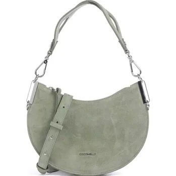Kabelka Coccinelle kožená kabelka semišová kůže šedo zelená + doprava zdarma