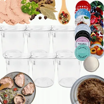 Sklenice Sklenice 346ml na džemy, džemy , klobásy, paštiky, 6 sad šroubovací víčka 82 mm