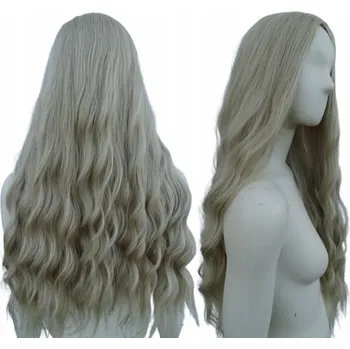 Paruka Paruka PLATINOVÁ STUDENÁ SVĚTLÁ BLOND kudrny vlny dlouhá bez ofiny hustá HR