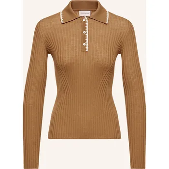 Dámská košile Moncler Dámské Pletené Polo Tričko, hnědá, 38
