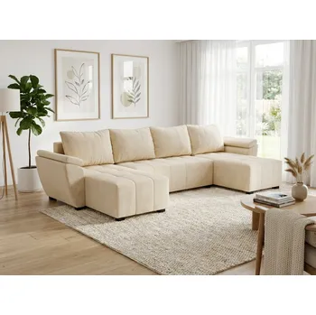 Sedací souprava Rozkládací sedací souprava do U LIVARO 305x140 cm, krémová