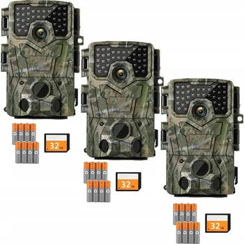 IP kamera 3 kusy Lesní kamera pro lov IR 850nm 4K 48Mpx s 32G kartou a bateriemi