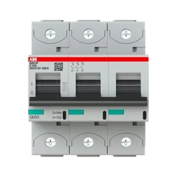 Jistič MCB, řada: S800C 3P 100A vypínací výkon 50 kA, charakteristika: vypínací charakteristiky Typ C S803P-C100, rozsah: