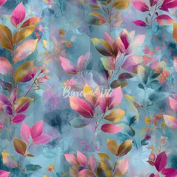 Úplet, Pastelově růžové lístky na šedomodré (E) (Top kvalitní úplet Bella digitisk)