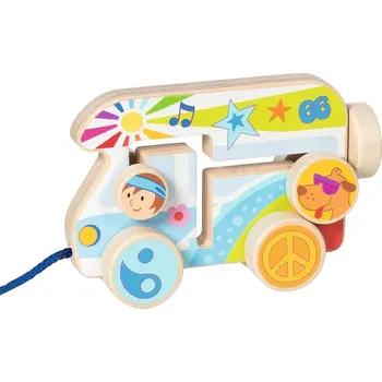 Dřevěná hračka Tahací hračka - Auto kempovací Van dřevěné (Goki) - Novinky