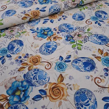 Pro útulný domov dekorační látka velikonoční VAJÍČKA MODRÁ