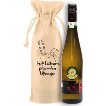 Víno Plátěný pytlík s vlastním příjmením VESELÉ VELIKONOCE Víno: Ryzlink rýnský 2023 - Lahofer