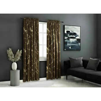 Závěs Dekorační vzorovaný závěs s řasící páskou MARBE 002 hnědá/zlatá 140x250 cm (cena za 1 kus) MyBestHome