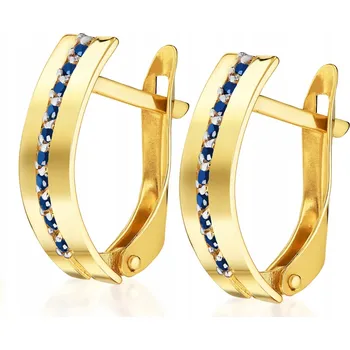 Náušnice ZLATÉ NÁUŠNICE 585 SAFÍROVÉ KAMENY