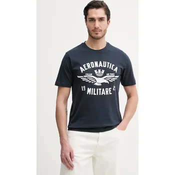Bavlněné tričko Aeronautica Militare TS2533UJ00641 námořnická modř 59X, vel. L