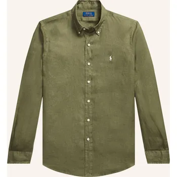 Pánská košile Polo Ralph Lauren Pánská Lněná Košile Custom Fit, zelená, 46