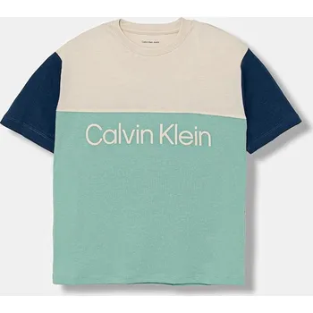 Chlapecké oblečení Dětské bavlněné tričko Calvin Klein Jeans IB0IB02528.128.170.9BYA tyrkysová 65X, vel. 128