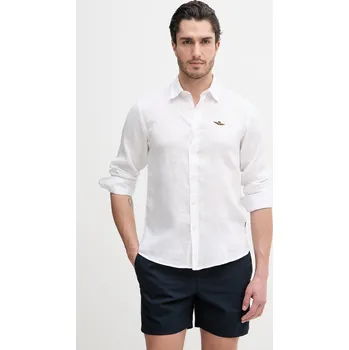 Pánská košile Lněná košile Aeronautica Militare CA1321UCT03089 bílá 00X, vel. XXL