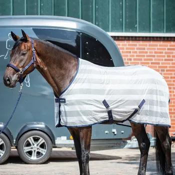Jezdectví BUSSE Deka proti hmyzu Stripe BUSSE, silver/navy Délka zad: 85 cm