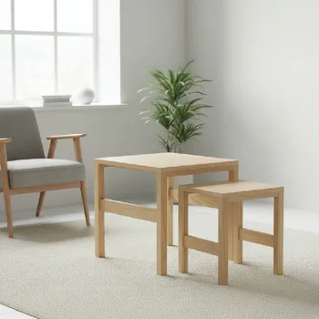 Konferenční stolek Hübsch Set dvou odkládacích stolků PUZZLE světlý