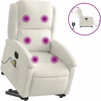 Křeslo Zvedací masážní křeslo, elektrické, polohovací, krémové