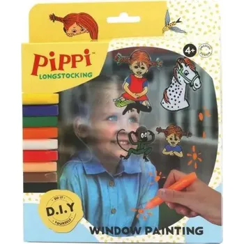 kreativní sada Kreativní sada na malování a zdobení oken, hračka, Pipi Dlouhá Punčocha