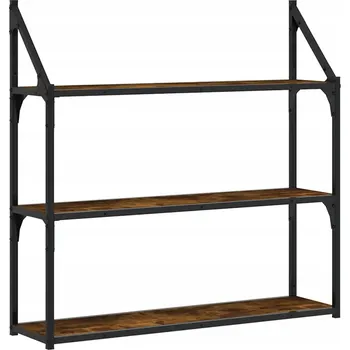 police Nástěnná police VidaXL dřevo, barva kouřový dub, 80x21x78,5 cm