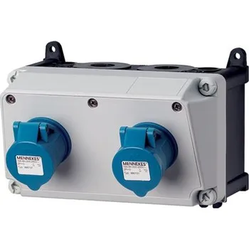 Elektrická zásuvka Kombinovaná jednotka 16A Modrá 3 Pole, 2 Gang, IP44 MENNEKES 230V