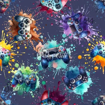 Úplet, Barevné cákance a herní ovladače (E) (Top kvalitní úplet Bella digitisk)