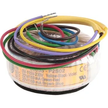 Transformátor Toroidní transformátor, počet výstupů: 2, sekundární napětí: 2 x 22V ac, 49 (Dia.) x 19mm