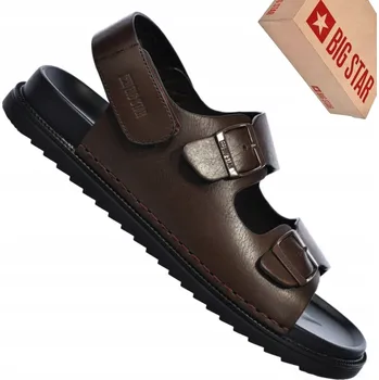 Dámské sandále Pánské nastavitelné sandály hnědé BIG STAR přírodní kůže velikost 42