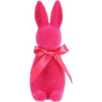 Velikonoční dekorace Velikonoční dekorace semišový stojící zajíc tmavě růžový, 6x7x16 cm