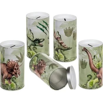 Pokladnička Kovová pokladnička Dinosaurus - Plechovka na spoření pro děti