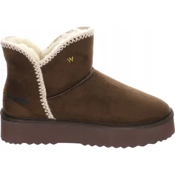 Dámská zimní obuv Dámské kotníkové boty ZIMNÍ zateplené WRANGLER teplé s kožíškem ELSA hnědé 41