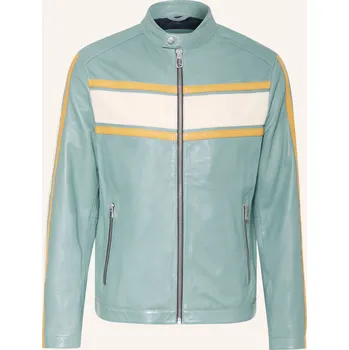 Milestone Pánská Kožená Bunda Mslambert, tyrkysová / krémová...