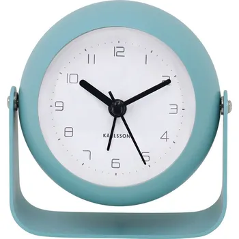 Budík Karlsson Analogový budík BUNKY, průměr 9 cm, modrý