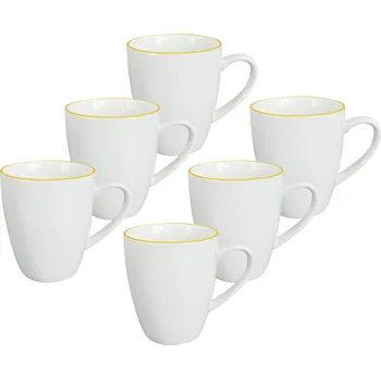 by inspire Set 6 ks - Hrnek Alba Yellow, 350 ml, žlutá linka