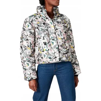 Dámská bunda Superdry dámská péřová bunda bez kapuce Jacquard Puffer, velikost 42