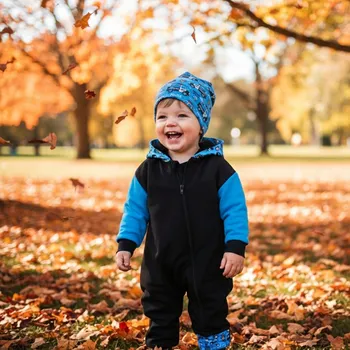 Kojenecká kombinéza Chlapecká softshellová kombinéza s fleecem a hřejivou kapucí, Policie (Dětská jarní / podzimní softshellová kombinéza pro děti – teplo, pohodlí a volnost pohybu)