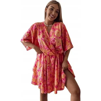 Dámské šaty Dámské vzorované ŠATY 5867 oranžové univerzální