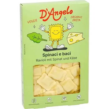 Hotové jídlo D’Angelo Ravioli plněné sýrem a špenátem 250 g bio