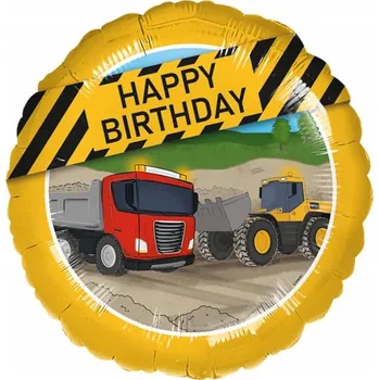 Balónek Fóliový balónek Happy Birthday, Stavební vozidla, 43 cm