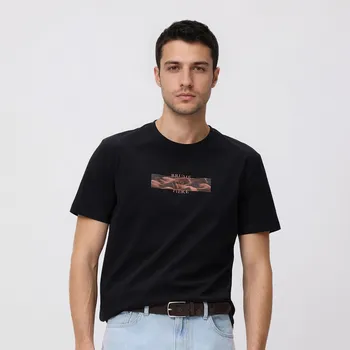 Reserved - Tričko regular fit z mercerované bavlny - černý - 305FP-99X - 305FP-99X-XXL