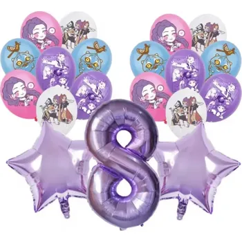 Party dekorace Balónky k narozeninám - KPOP DEMON HUNTERS - KPop Lovkyně démonů - ČÍSLO 8 - 19 ks (Značka: MINISO)