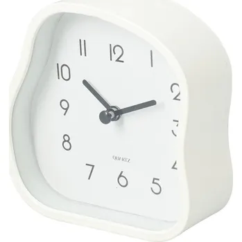 Budík Home Styling Collection Stolní hodiny AMORPH organického tvaru s proskleným čelem, bílý, 12 cm