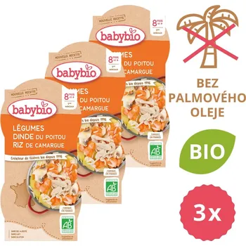 BABYBIO Zelenina s krůtím masem a rýží 3× (2× 200 g)