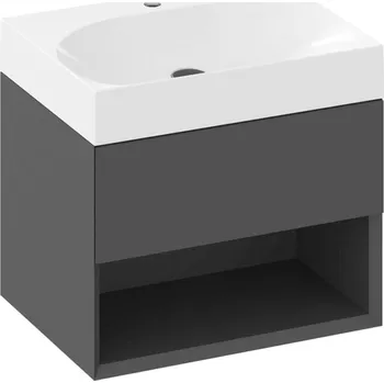 RAVAK Nábytkový set Ravak Lite, skříňka 60 pod umyvadlo černá mat, umyvadlo Lite 60 nábytkové bílé X000001856;XJX01260004