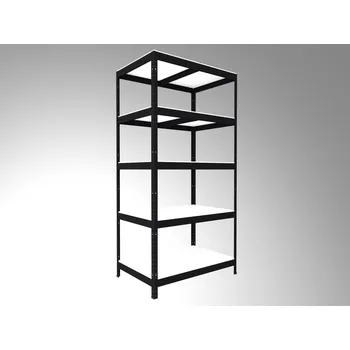 regál Regál do domácnosti Biedrax 50 x 60 x 240 cm, černý, 5 polic bílé lamino 12mm, nosnost 200 kg na polici