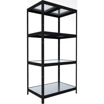 Dílenský regál Regál do technické místnosti Biedrax 45 x 75 x 180 cm, černý, 4 police plech zinek, nosnost 150 kg na polici